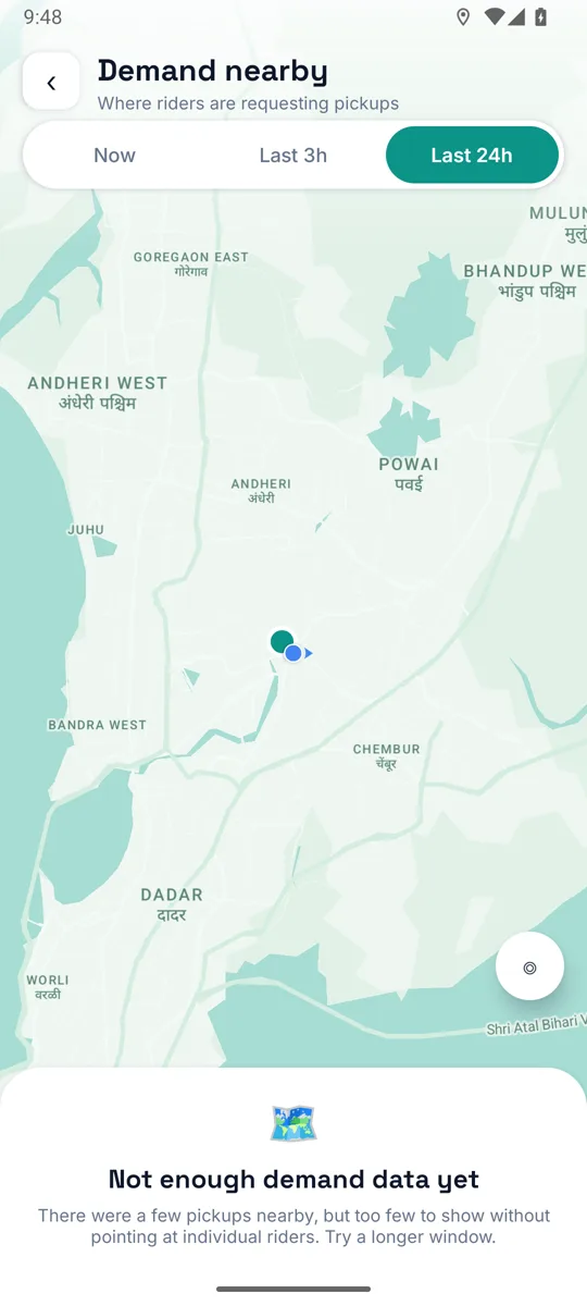 Driver app: Demand heatmap